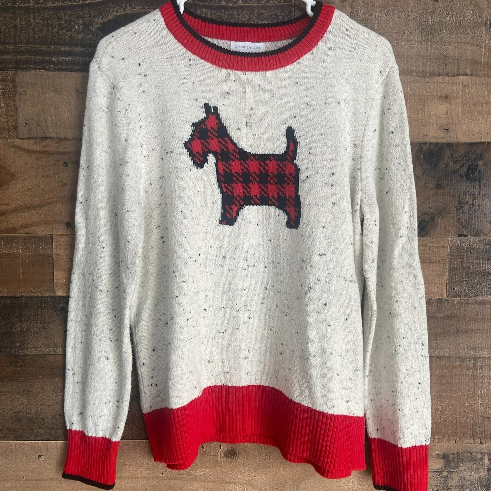 Vintage Charter Club Women's Scottish Terrier Crew Neck Sweater Size L